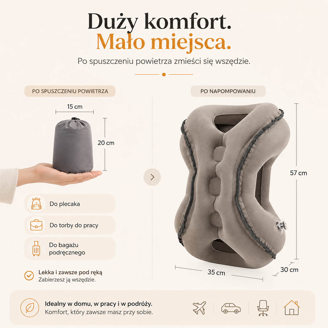Rozmiary poduszki Przytulak